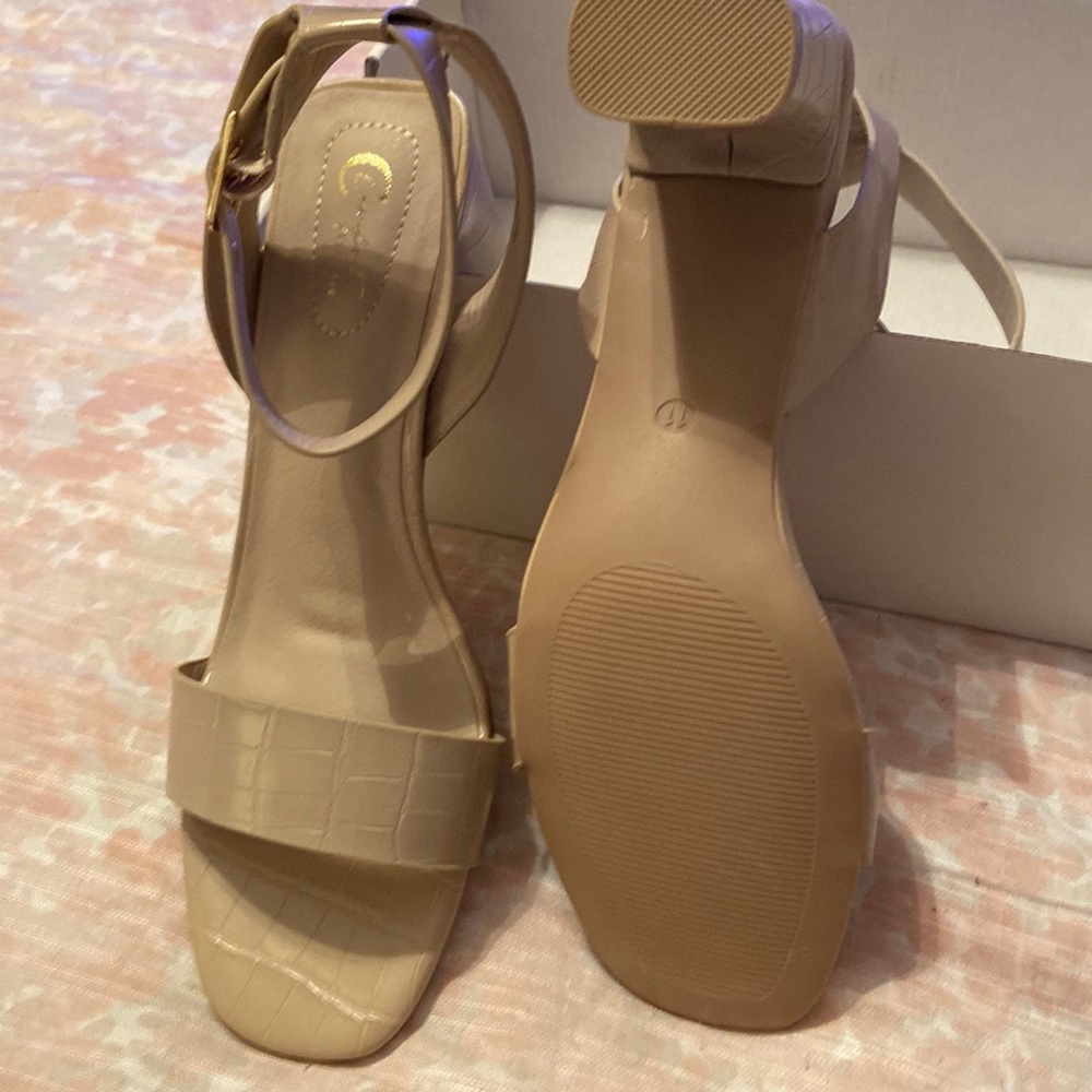 Nude block heels